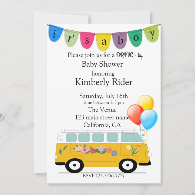 Drive By Baby Shower Invitation (Front)