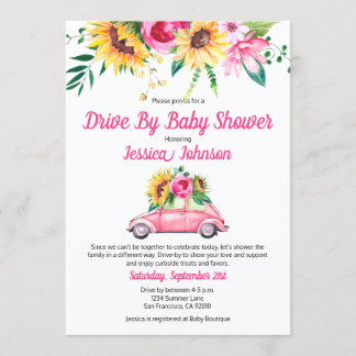 Drive By Baby Shower Invitation for Baby Girls