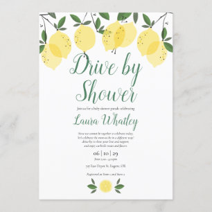Drive By Baby Shower Modern Lemons  Invitation