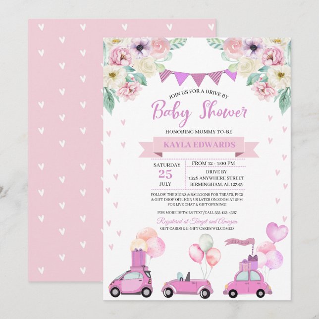 Drive By Baby Shower Parade Invitation (Front/Back)