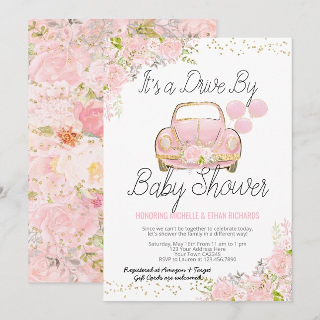 Drive By Baby Shower Parade Invitation (Front/Back)
