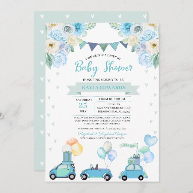 Drive By Baby Shower Parade Invitation (Front/Back)