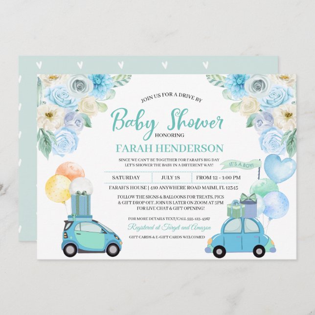 Drive By Baby Shower Parade Invitation (Front/Back)