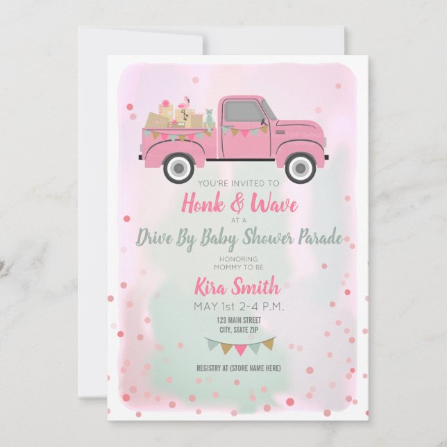 Drive By Baby Shower Parade Social Distancing Girl Invitation (Front)