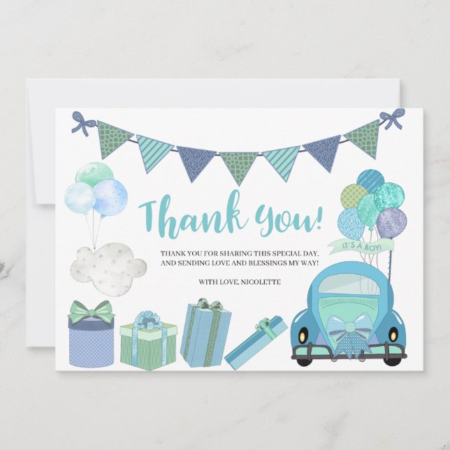 Drive By Baby Shower Parade Thank You Card (Front)