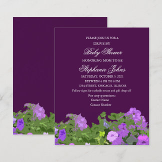 Drive By Baby Shower Purple Floral Colourful