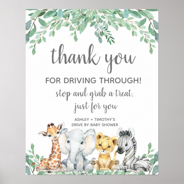 Drive By Baby Shower Sign, Gender Neutral, Co-Ed Poster (Front)