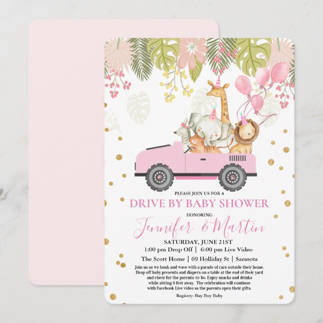 Drive By Baby Shower Virtual Baby Shower Invitation (Front/Back)