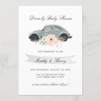 Drive by Baby Shower Watercolor Beetle Floral