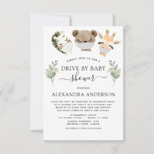 Drive By Baby Shower Woodland Eucalyptus Greenery Invitation
