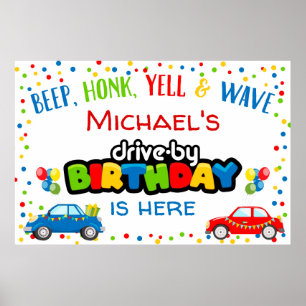 Drive by birthday parade, birthday party sign