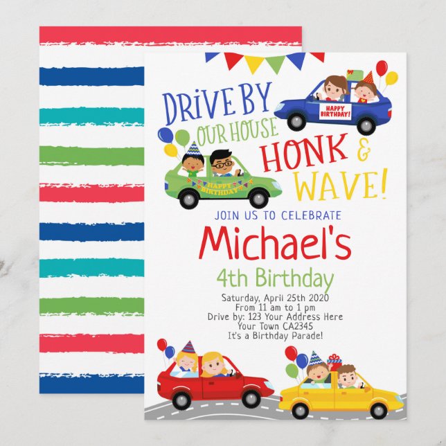 Drive By, Birthday Parade Invitation (Front/Back)