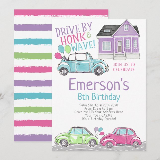 Drive By, Birthday Parade Invitation (Front/Back)