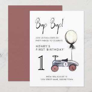 Drive by Birthday Parade Socially Distant Car 1st Invitation