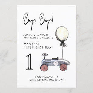Drive by Birthday Parade Socially Distant Car 1st Invitation