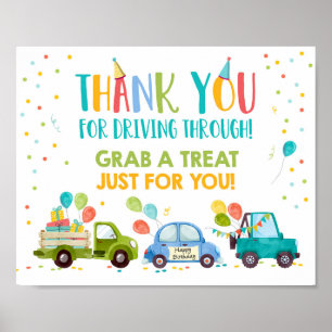 Drive By Birthday Party Boy Sign Grab a Treat