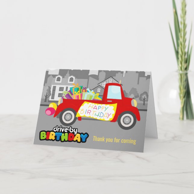 Drive by birthday party card (Front)