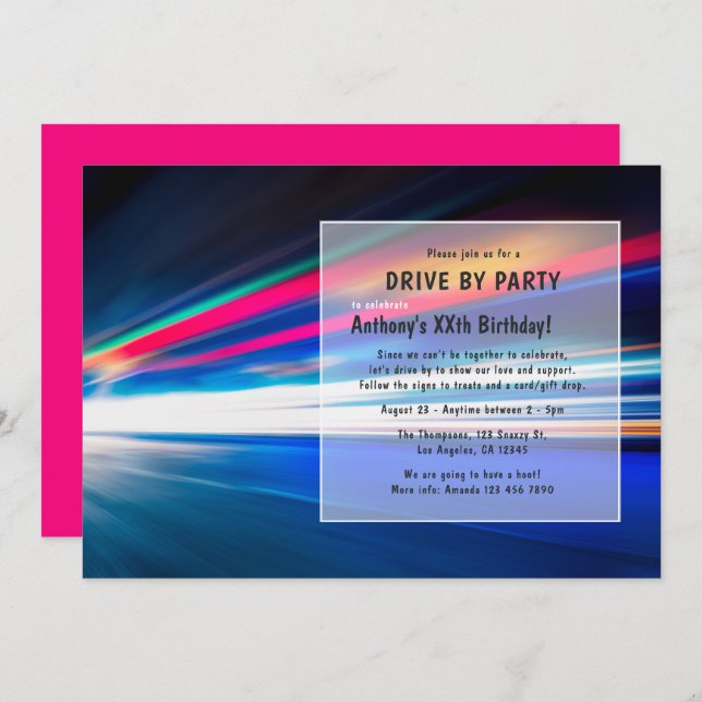 Drive By Birthday Party Invitation (Front/Back)