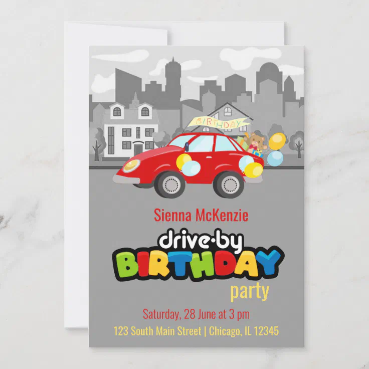 Drive By Birthday Party Invitation Zazzle