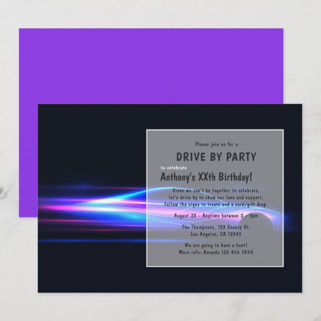 Drive By Birthday Party Invitation (Front/Back)