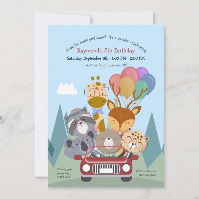 Drive By Birthday Party Invitations (Front)