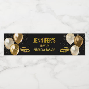 Drive by Birthday Party Parade Water Bottle Label