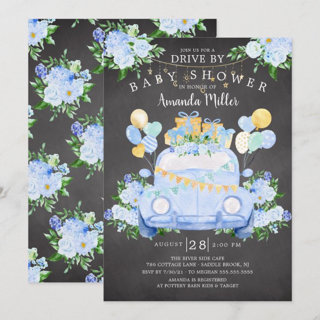 Drive By Boys Baby Shower Invitation (Front/Back)