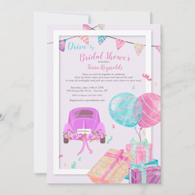 Drive By Bridal Shower Invitation (Front)