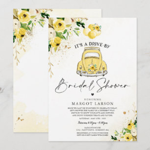 Drive By Bridal Shower Invitation Yellow Floral