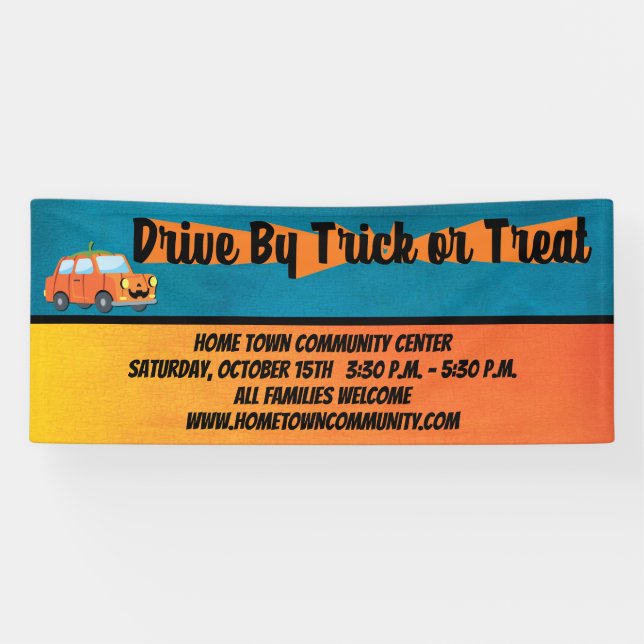 Drive By Car Trick or Treat Hallloween Banner (Horizontal)