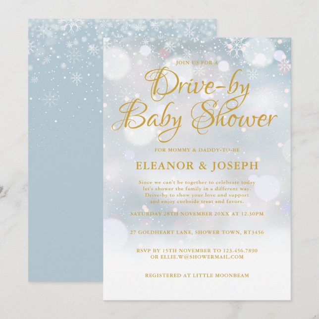 Drive-by Couples Winter Baby Shower Sprinkle Invitation (Front/Back)