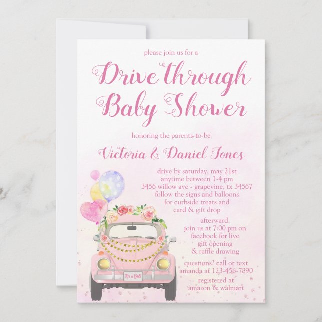 Drive By Covid Baby Shower Invitation (Front)