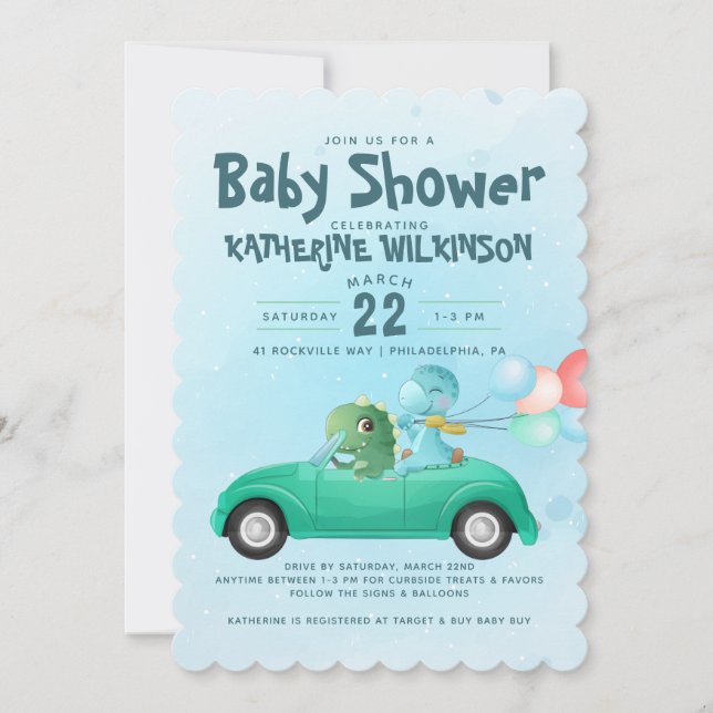 Drive By | Dinosaur Baby Shower Invitation (Front)