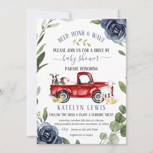 Drive By Farm Baby Shower Invitation (Front)