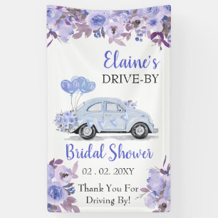 Drive By Floral Blue Drive Through Shower Banner