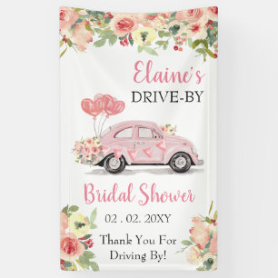 Drive By Floral Pink Drive Through Shower Banner