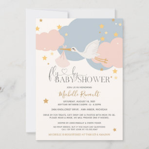 Drive By "Fly By" Stork It's A Girl Baby Shower Invitation