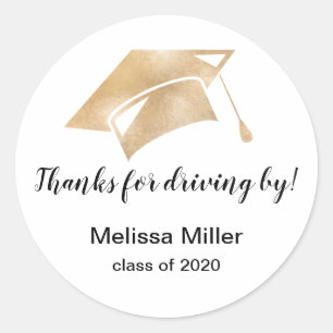 drive by  graduation class 2020 quarantine classic round sticker