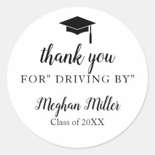 Drive by graduation thank you classic round sticker