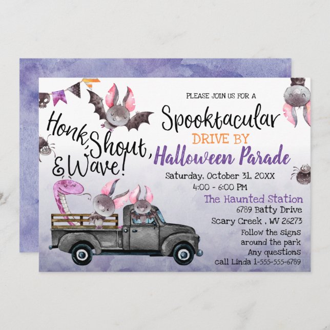 Drive by Halloween Party Invitation (Front/Back)