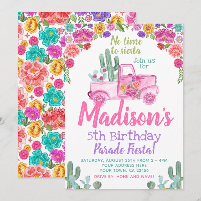 Drive By Mexican Fiesta Invitation (Front/Back)