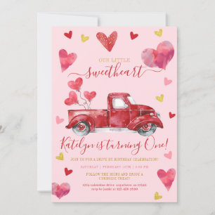 Drive By Pink Valentine Hearts Birthday Invitation