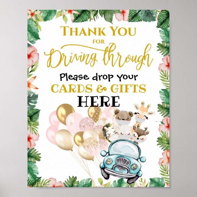 Drive By Shower CARDS GIFTS Sign | Safari Friends (Front)