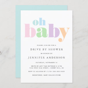Drive By Shower   Oh Baby Pastel Minimal Modern Invitation