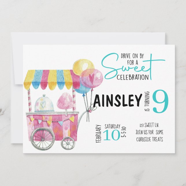 DRIVE BY|SWEET TREAT|BIRTHDAY|Candy Invitation (Front)