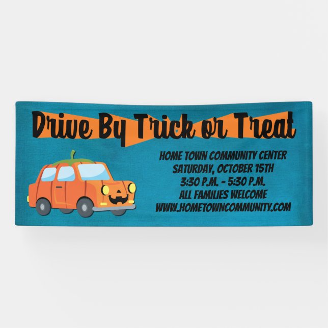 Drive By Trick or Treat Hallloween Banner (Horizontal)