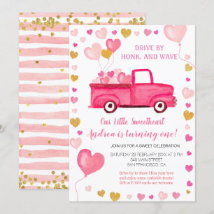 Drive by Valentine Pink Birthday Invitation