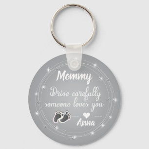 Drive Carefully  silver diamonds quote design Key Ring