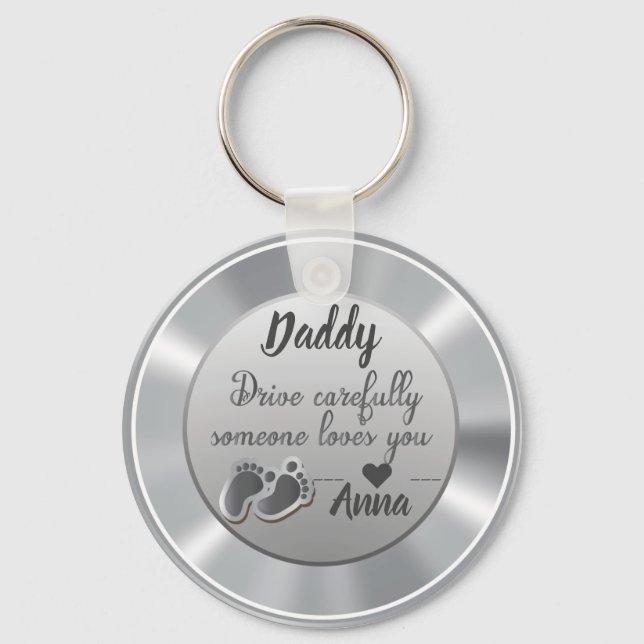 Drive Carefully Silver quote design Key Ring (Front)
