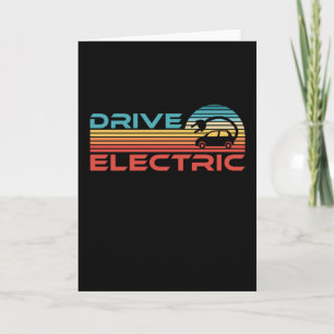 Drive Electric Vehicle EV Car Gift Retro Sunset Card